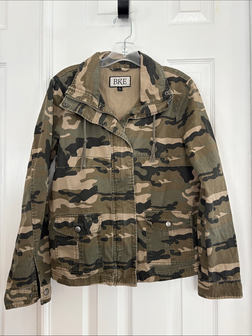 BKE Camo Utility Jacket military denim cotton jacket women’s size small
